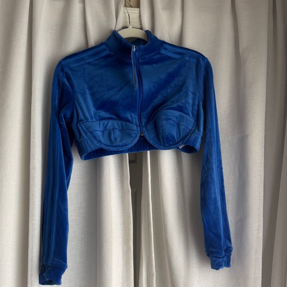 Adidas Blue Velvet Crop Top